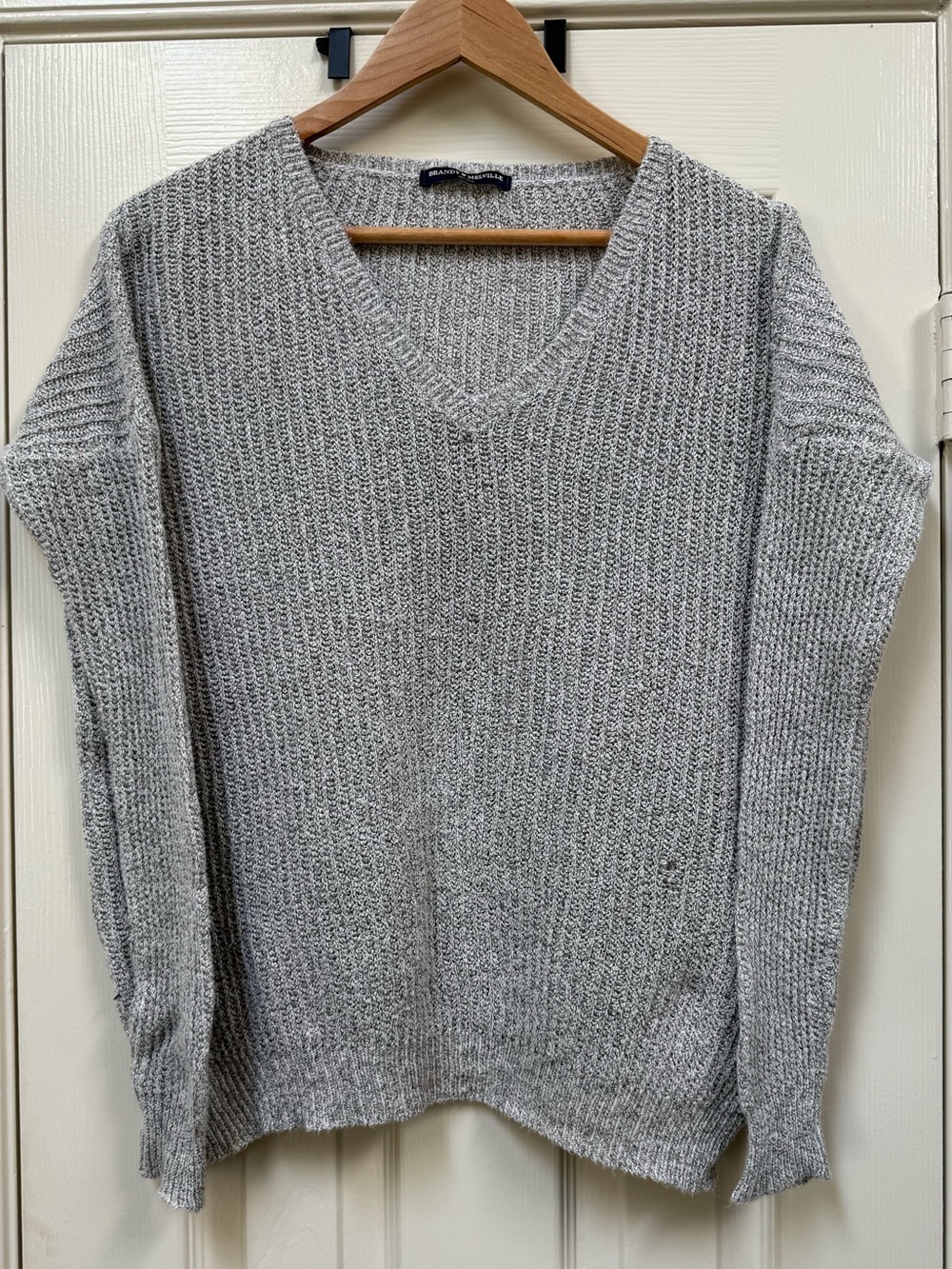 Brandy Melville Heather Gray Ribbed Knit Long Sleeve Sweater Made in Italy Med.